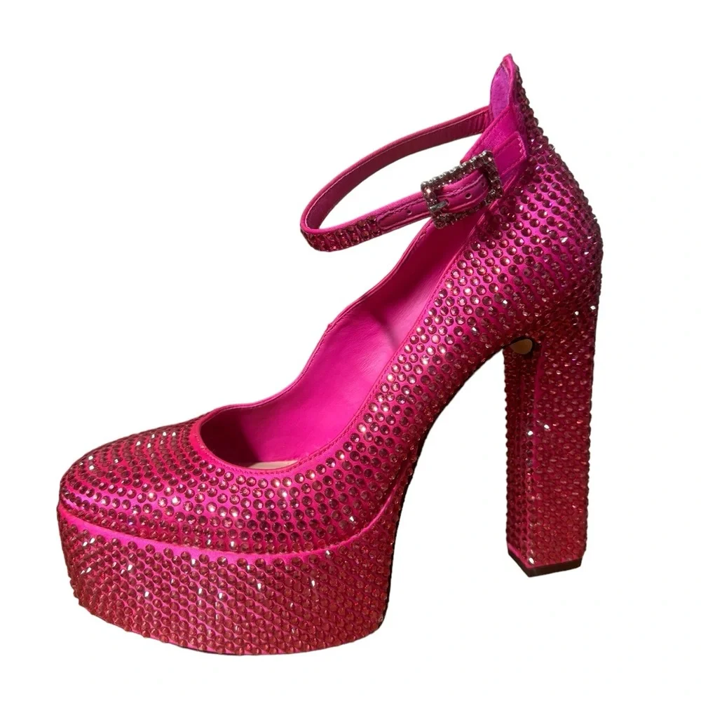 Antonio Melani Women’s Rhinestone Breast Cancer Awareness‎ Platform Heels 9M